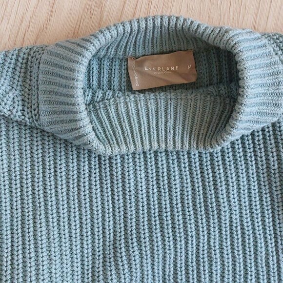 Everlane Blue Textured Cotton Crew Sweater - Picture 5 of 5